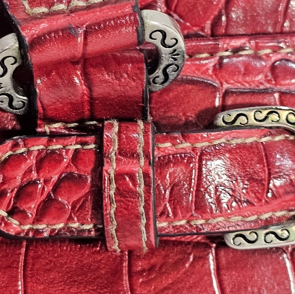 Western Accent Shoulder Bag Purse Red Faux Leather Alligator/Crocodile GUC - Picture 6 of 13